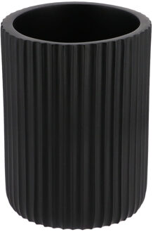 Tandenborstelbeker 101 series - zwart - geribbeld - PS - 7 x 9,5 cm