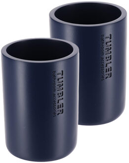 Tandenborstelbeker 102 serie - 2x - blauw - PS - 7,5 x 10,7 cm