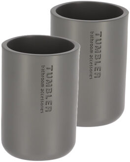 Tandenborstelbeker 102 serie - 2x - grijs - PS - 7,5 x 10,7 cm