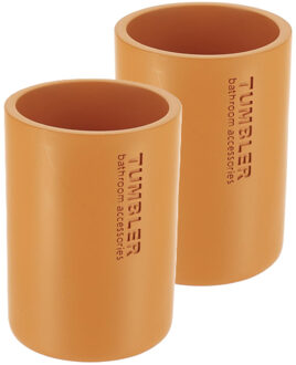 Tandenborstelbeker 102 serie - 2x - mosterdgeel - PS - 7,5 x 10,7 cm