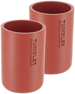 Tandenborstelbeker 102 serie - 2x - terracotta - PS - 7,5 x 10,7 cm