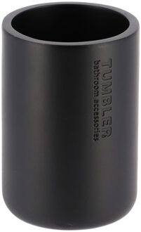 Tandenborstelbeker 102 serie - zwart - PS - 7,5 x 10,7 cm - beker badkamer