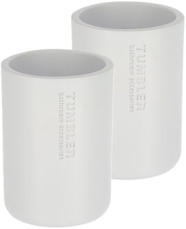 Tandenborstelbeker 102 series - 2x - wit - PS - 7,5 x 10,7 cm - beker badkamer