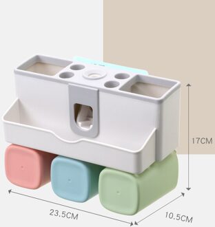 Tandenborstelhouder Badkamer Plank Gratis Ponsen Zuig Muur Type Badkamer Wassen Automatische Squeeze Tandpasta Set 0002