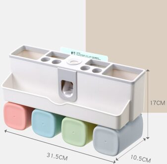 Tandenborstelhouder Badkamer Plank Gratis Ponsen Zuig Muur Type Badkamer Wassen Automatische Squeeze Tandpasta Set 0003