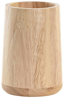 Tandenborstelhouder / drinkbeker - hout - beige - 8 x 11 cm -badkamer