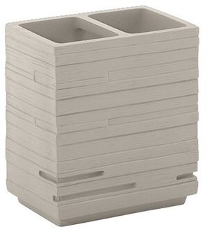 Tandenborstelhouder Sapho Quadrotto Vrijstaand 11.5x10.2x6.2 cm Polyresin Beige