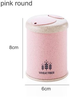 Tandenstoker Box Tarwe Stro Push Type Tandenstoker Houder Tandenstoker Opslag Draagbare Tandenstoker Dispenser Milieuvriendelijke roze ronde