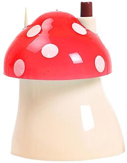 Tandenstoker Houder Automatische Mode Draagbare Stofdicht Creatieve Doos Mooie Paddestoel Vorm Opslag Gereedschap Dispenser Rood