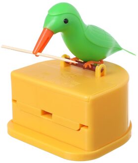 Tandenstoker Houder Dispenser Leuke Vogel Intelligente Automatische Tandenstoker Doos geel