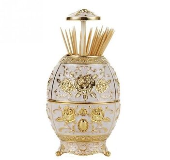 Tandenstoker Houder Europese Stijl Metalen Vintage Automatische Zinklegering Metalen Tandenstoker Dispenser Box Organizer Goud