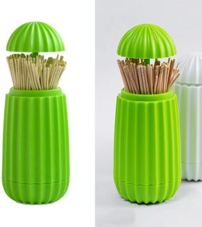 Tandenstoker Kan Eenvoudige Druk Tandenstoker Dozen Intrekbare Tandenstoker Houder Wattenstaafjes Collection B groen