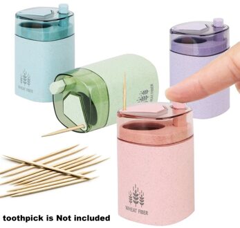 Tandenstoker Storage Container Box Tarwe Fiber Stofdicht Tandenstoker Houder Tandenstoker Afzien Automatische Servies Roze