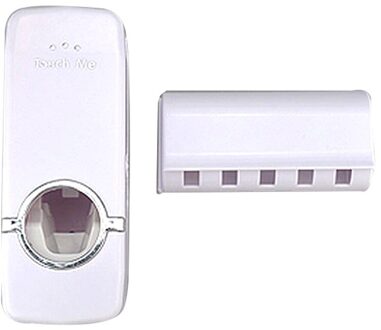 Tandpasta Dispenser 5 Tandenborstelhouder Set Wall Mount Stand Tandenborstel Familie Gereedschap Accessoires Badkamer Producten wit