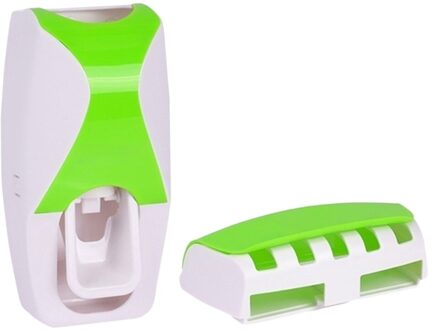 Tandpasta Dispenser Squeezer Tandenborstelhouder Kit Voor Badkamer One-Touch groen