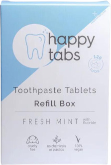 Tandpasta Tabletten - Happy Tabs Fresh Mint (Met Fluoride) - Navulling