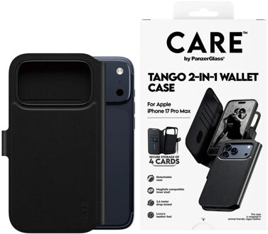 Tango 2 in 1 Wallet Case MagSafe voor de Apple iPhone 17 Pro Max - Black Zwart