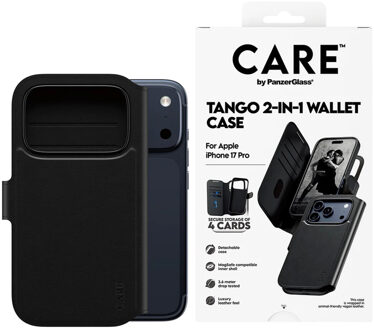 Tango 2 in 1 Wallet Case MagSafe voor de Apple iPhone 17 Pro - Zwart
