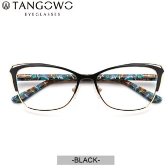 Tangowo Metalen Vrouwen Brilmontuur Retro Ronde Eye Computer Bril Brillen Frame Bijziendheid Verziendheid Recept Optische Bril C01Black