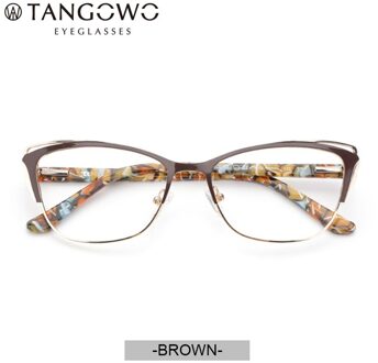 Tangowo Metalen Vrouwen Brilmontuur Retro Ronde Eye Computer Bril Brillen Frame Bijziendheid Verziendheid Recept Optische Bril C02 bruin