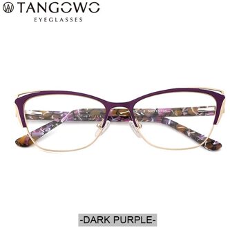 Tangowo Metalen Vrouwen Brilmontuur Retro Ronde Eye Computer Bril Brillen Frame Bijziendheid Verziendheid Recept Optische Bril C03 donker paars