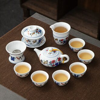 Tangpin Keramische Theepot Met 6 Cups Kip Cup Chinese Kung Fu Thee Set Drinkware