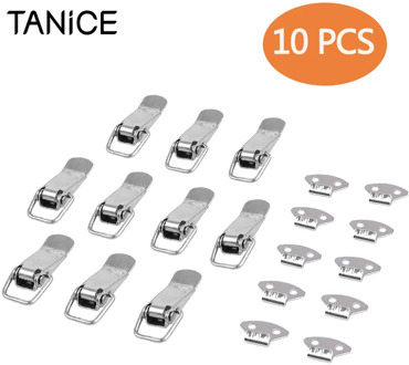 TANiCE 10 Pcs Silver Tension Lock Toggle Latch High Quality Iron Nickel Alloy Lever Lock Locking Clasp Snap Lock For Toolbox
