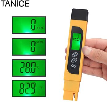 Tanice 3 In 1 Tds Ec & Temperatuur Meter Digitale Test Pen Met Lcd Display Water Quality Tester 0-9990 Ppm Water Hardheid Tester