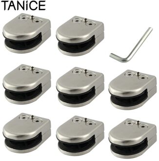 TANiCE 8Pcs Stainless Steel Glass Clamp Bracket Clip Holder for Balustrade Staircase 8-10mm Glass Handrail With Hexagon Driver