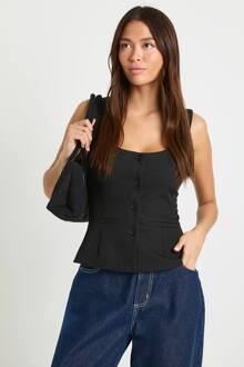 Tank Met Ronde Hals En Getailleerde Snit, Black - 44