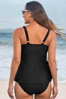 Tankini Zwemkleding Met Rimpelrok UPF 50 Zwart