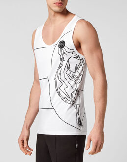 Tanktop Tiger Wit/Zwart - 2XL