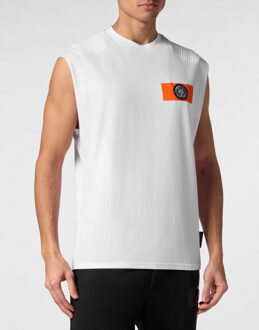 Tanktop Wit en Oranje - XL