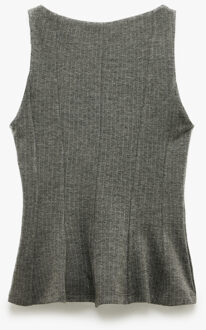 TANKTOPS Grijze Mouwloze Peplum Top Slanke Pasvorm Grijs