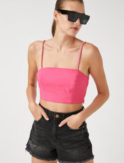 TANKTOPS Jewel Detail Crop Tank Top Fuchsia