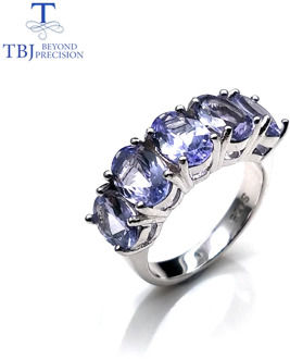 Tanzanite ring natural gemstone oval 5*7mm in 925 sterling silver simple design shiny precious stone jewelry for wife daily wear