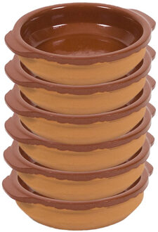 Tapas bakje/schaaltje - 8x - San Sebastian - met handvat - 17 cm - aardewerk - bruin