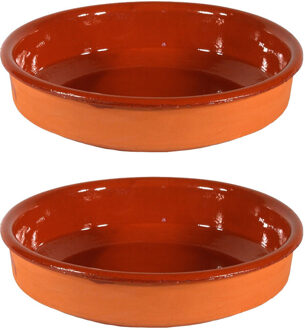 Tapas bord/schaal - 2x - Sevilla - 28 cm - aardewerk - oranje - serveerschaal