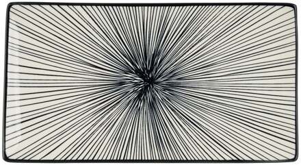 Tapas bord Sevilla - zwarte lijnen - 28x15.5 cm
