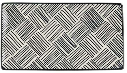 Tapas bord Sevilla - zwarte streepjes - 21.5x12 cm