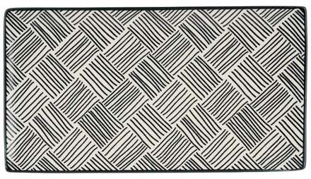 Tapas bord Sevilla - zwarte streepjes - 28x15.5 cm