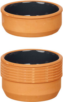 tapas/creme brulee schaaltje - 12x stuks - terracotta/zwart - 12 x 4 cm