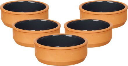 tapas/creme brulee schaaltje - 18x stuks - terracotta/zwart - 12 x 4 cm