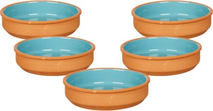 Tapas / Creme brulee schaaltjes - 12x stuks - terracotta/blauw - 16 x 4 cm - Hapjes