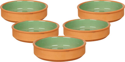 Tapas / Creme brulee schaaltjes - 12x stuks - terracotta/groen - 16 x 4 cm - Hapjes