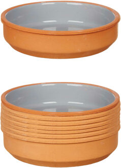 Tapas / Creme brulee schaaltjes - 8x stuks - terracotta/grijs - 16 x 4 cm - Hapjes