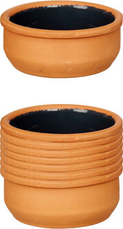 Tapas/creme brulee serveer schaaltjes - 12x - mini - terracotta/zwart - 8 x 4 cm
