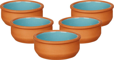 Tapas/creme brulee serveer schaaltjes - 18x - mini - terracotta/blauw - 8 x 4 cm
