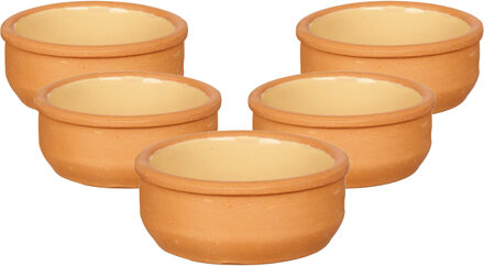 Tapas/creme brulee serveer schaaltjes - 18x - mini - terracotta/geel - 8 x 4 cm
