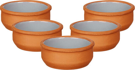 Tapas/creme brulee serveer schaaltjes - 18x - mini - terracotta/grijs - 8 x 4 cm
